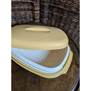 Tupperware Microwave Vegetable Steamer 3 Piece Harvest Gold Vintage